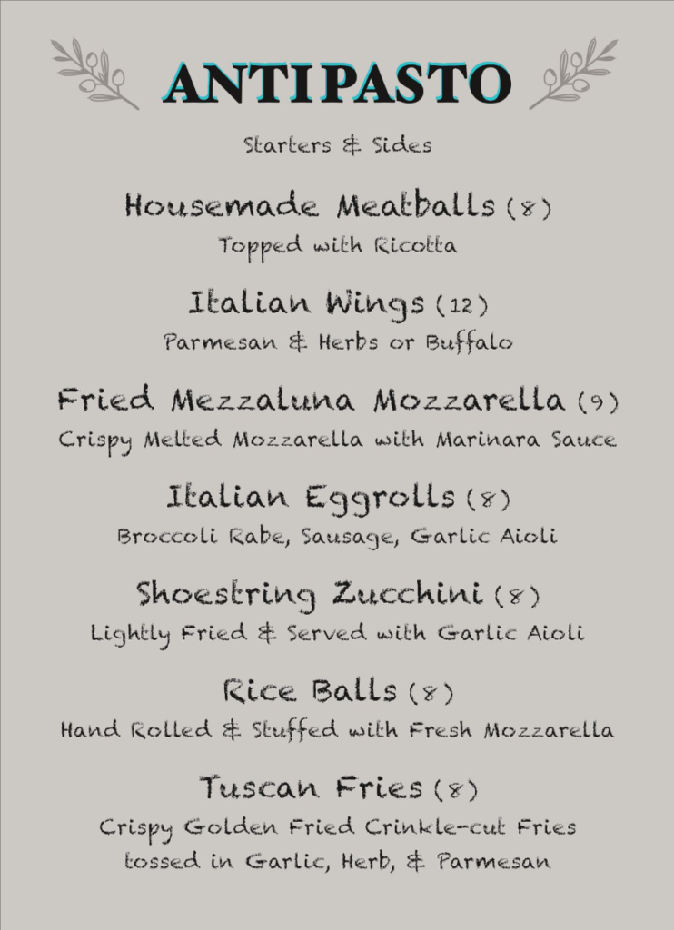 Menu Pienza