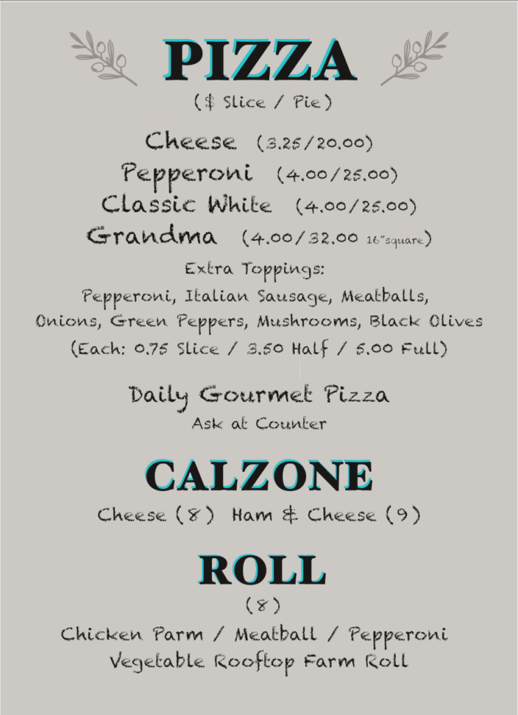 Menu Pienza